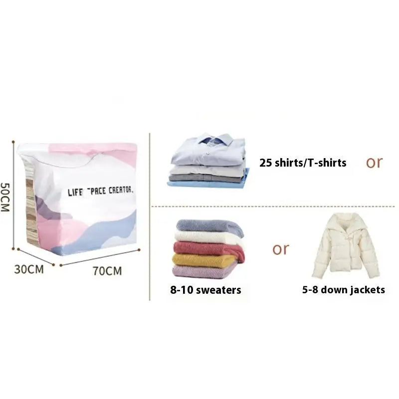 Home Bag Vacuum Storage Bags No Pump Needed,Reusable Plastic Compression Bags for Clothes Blankets Quilts,Space Saver Travel Bag
